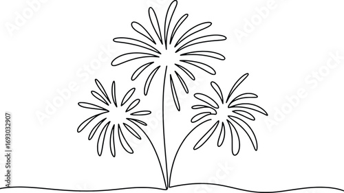 Simple line art fireworks display celebration sparkler festive night sky event