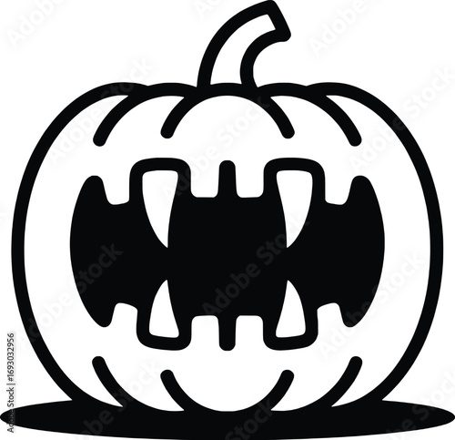 Scary jack o lantern with fangs for halloween fun and spooky celebrations