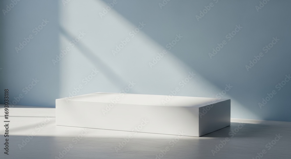 Fototapeta premium Minimalist White Product Display Podium in Modern Room with Sunlight