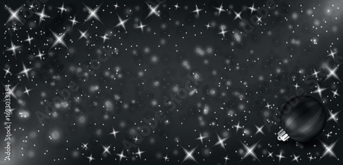 Black-White grunge Christmas background, Christmas wishes background, Winter Snowfall Christmas background, Flying snow flakes and stars on winter Black-White background. snowflake template.