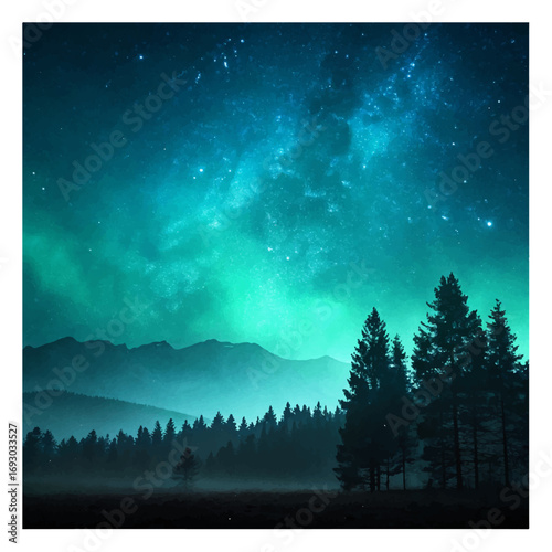 night landscape with trees and clouds