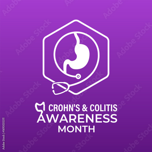 November is Crohn's and Colitis Awareness Month, to raise awareness about IBD, support patients and caregivers, and encourage research. Banner poster, flyer and background design template. Vector eps.