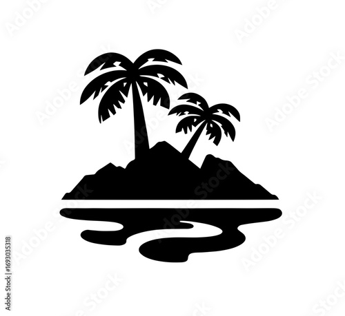 Tropical island paradise beckons with swaying palm trees and tranquil waters, inviting relaxation and escape to a serene coastal vacation destination