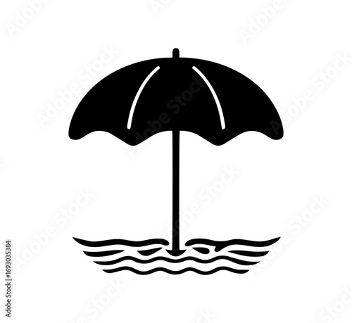 Escape to Paradise with this Stylish Beach Umbrella Icon Perfect for Summer Vacation Designs and Tropical Getaway Promotions with Scalable Vector Origin