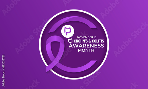 November is Crohn's and Colitis Awareness Month, to raise awareness about IBD, support patients and caregivers, and encourage research. Banner poster, flyer and background design template. Vector eps.