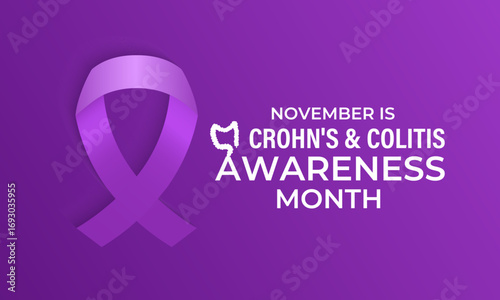 November is Crohn's and Colitis Awareness Month, to raise awareness about IBD, support patients and caregivers, and encourage research. Banner poster, flyer and background design template. Vector eps.