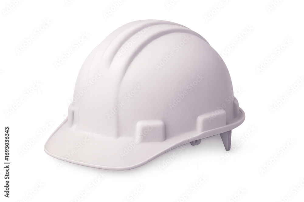 Fototapeta premium White hard hat protecting construction worker, representing workplace safety and professional commitment