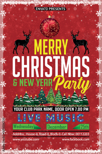 Christmas Party, Use this Vector flyer  or invitation for your next holiday party. Resizable Design, change the text, save and you’re done. Then print at home or with the print company of your choice.