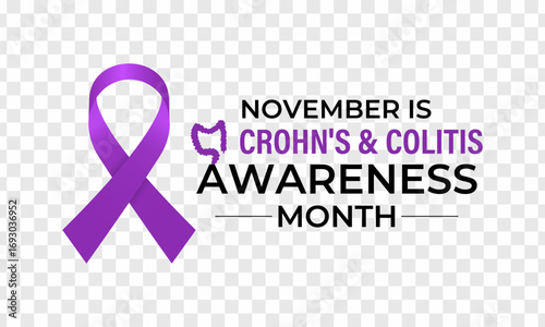November is Crohn's and Colitis Awareness Month, to raise awareness about IBD, support patients and caregivers, and encourage research. Banner poster, flyer and background design template. Vector eps.