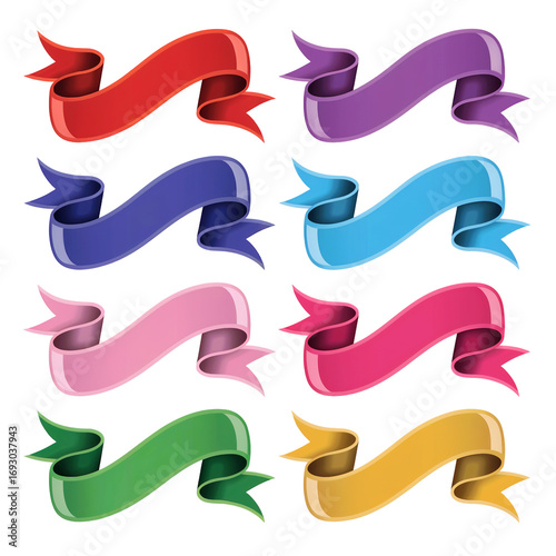 Colorful Decorative Ribbon Banner Graphic Illustration PNG