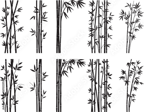 bamboos vector silhouettes transparent background