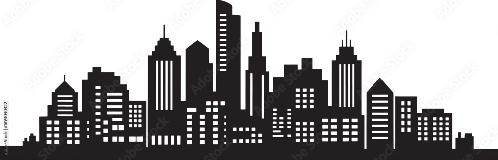 Fototapeta premium City building silhouette vector, Building vector design element