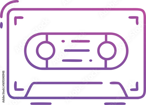 Retro 80s inspired neon cassette tape icon with vibrant glow and music vibes