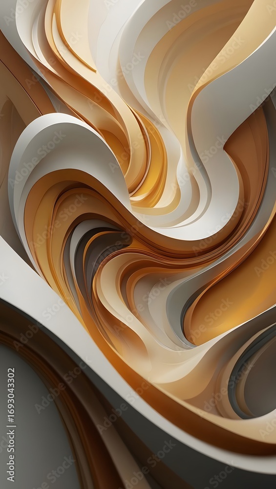 Obraz premium Abstract beige and white swirling shapes create a modern and elegant background design