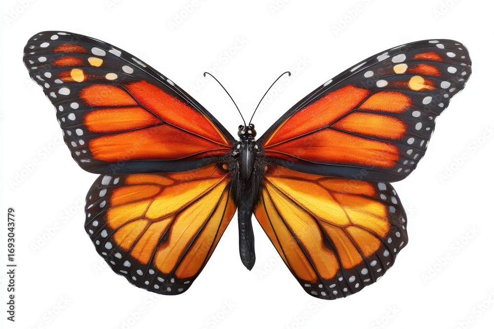 Fototapeta premium Monarch Butterfly Illustration: Wild Nature Concept Featuring Danaus Plexippus Insect in Artistic Clip Art Style