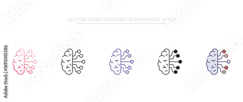 Nano Brain icon design with white background stock illustration
