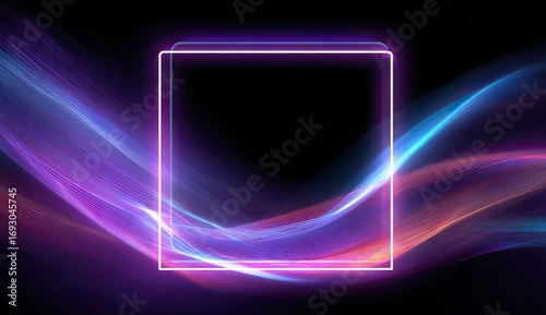 Abstract glowing neon square frame