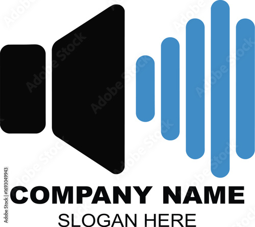 Abstract Sound Wave Speaker Icon Represents Audio Visual Entertainment and Business