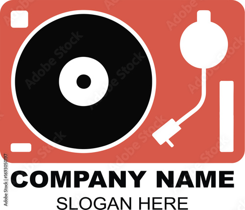 Retro Turntable DJ Music Entertainment Company Logo Design