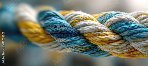 Close-up of a colorful twisted rope
