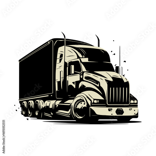Dynamic semi truck illustration ready for transport logos or trucking company branding, perfect for logistics and delivery services promotions online