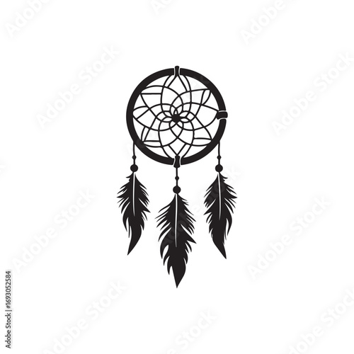 Dream catcher silhouette, Dreamcatcher Drawing vector clean black silhouette design white background, Dream Catcher Icon