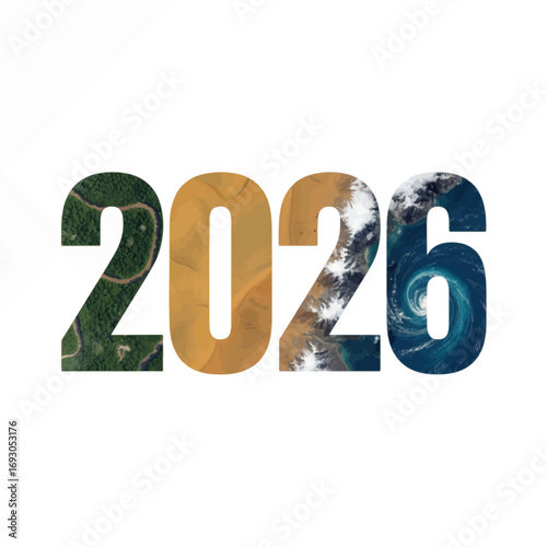 Global celebration year 2026 number design