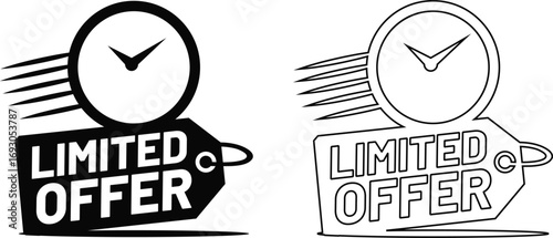 Limited offer clock price tag icon vector illustration 
