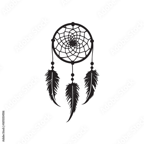 Dream catcher silhouette, Dreamcatcher Drawing vector clean black silhouette design white background, Dream Catcher Icon