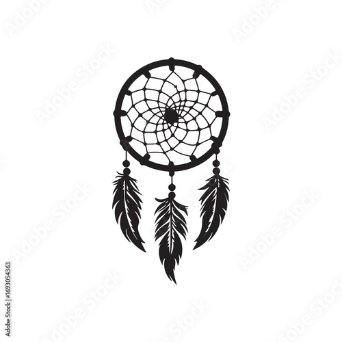 Dream catcher silhouette, Dreamcatcher Drawing vector clean black silhouette design white background, Dream Catcher Icon