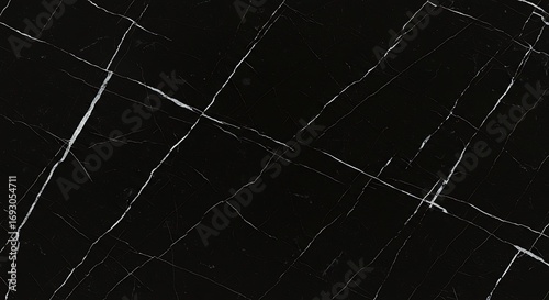 Black marble slab displaying intricate white veins creating a luxurious and sophisticated surface texture, perfect for modern interior design and highend architectural projects.