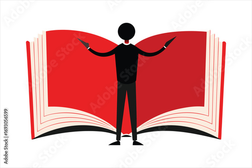 man reading a book on a white background