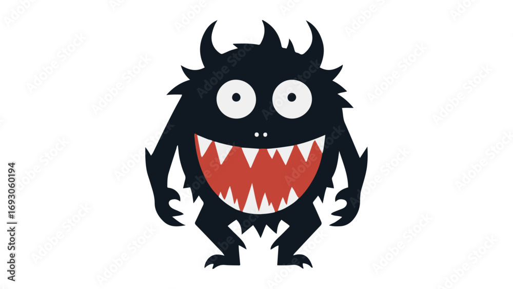 Fototapeta premium scary smiling monster shape with big head 
