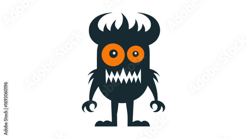 funny monster shape with one big and one small eye and horns on the head