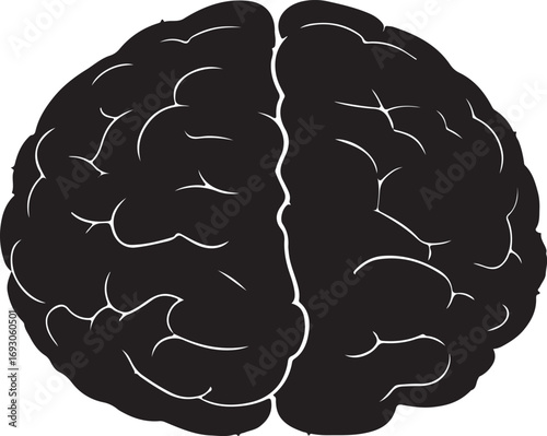 Brain in silhouette with dots style white background.