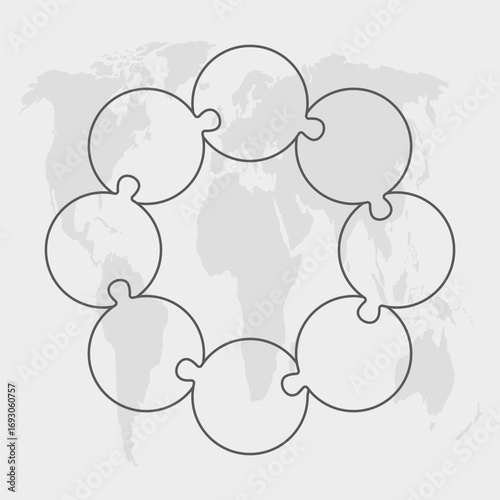 Puzzle diagram infographic process on 8 parts