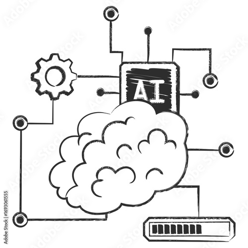 Brain with AI chip and neural networks