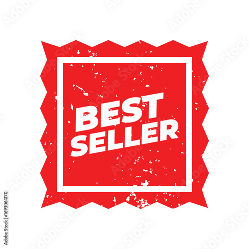 Best Seller Red Grunge Stamp. Top Product Label  Business Marketing Badge