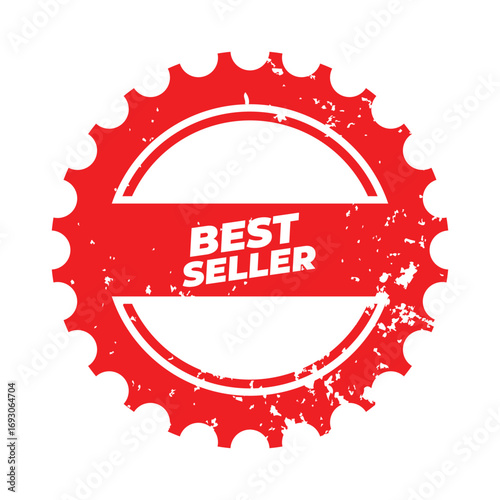 Red Grunge Best Seller Badge. Distressed Stamp Design Element
