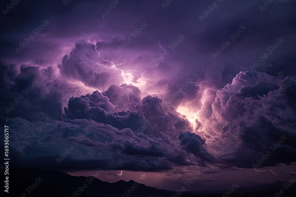 Obraz premium Dramatic storm clouds with vibrant lightning
