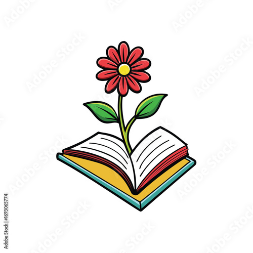 Creative design of a flower blooming from open book pages