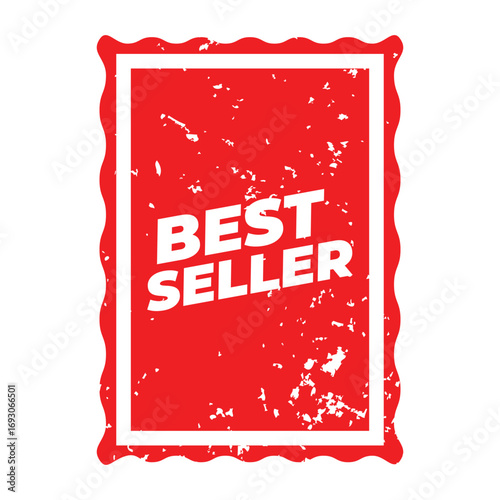 Best Seller Red Grunge Stamp. Product Label for Top Sales and Marketing