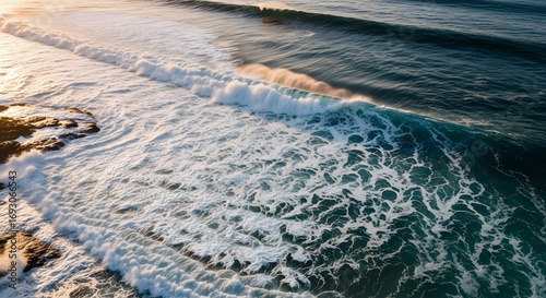 Wallpaper Mural Ocean waves texture captured from above with foamy white crests creating abstract natural patterns Torontodigital.ca