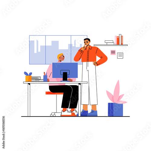 office scenes with business people at work space--