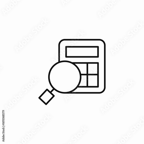 magnifying glass calculator icon sign vector