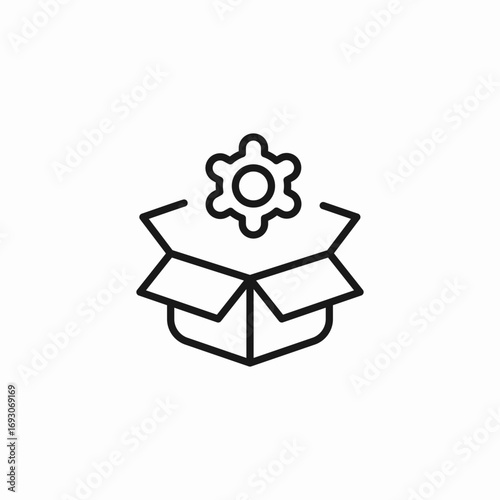 open box gear icon sign vector