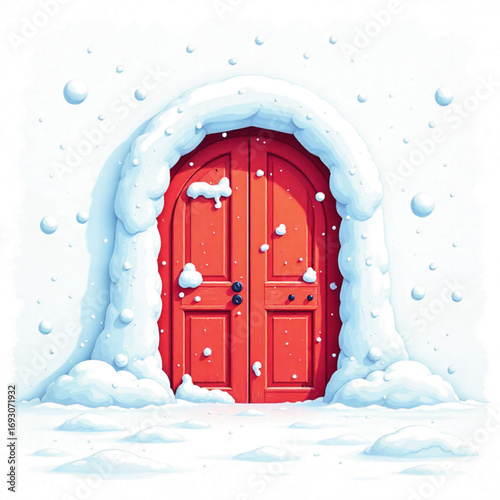door and snow