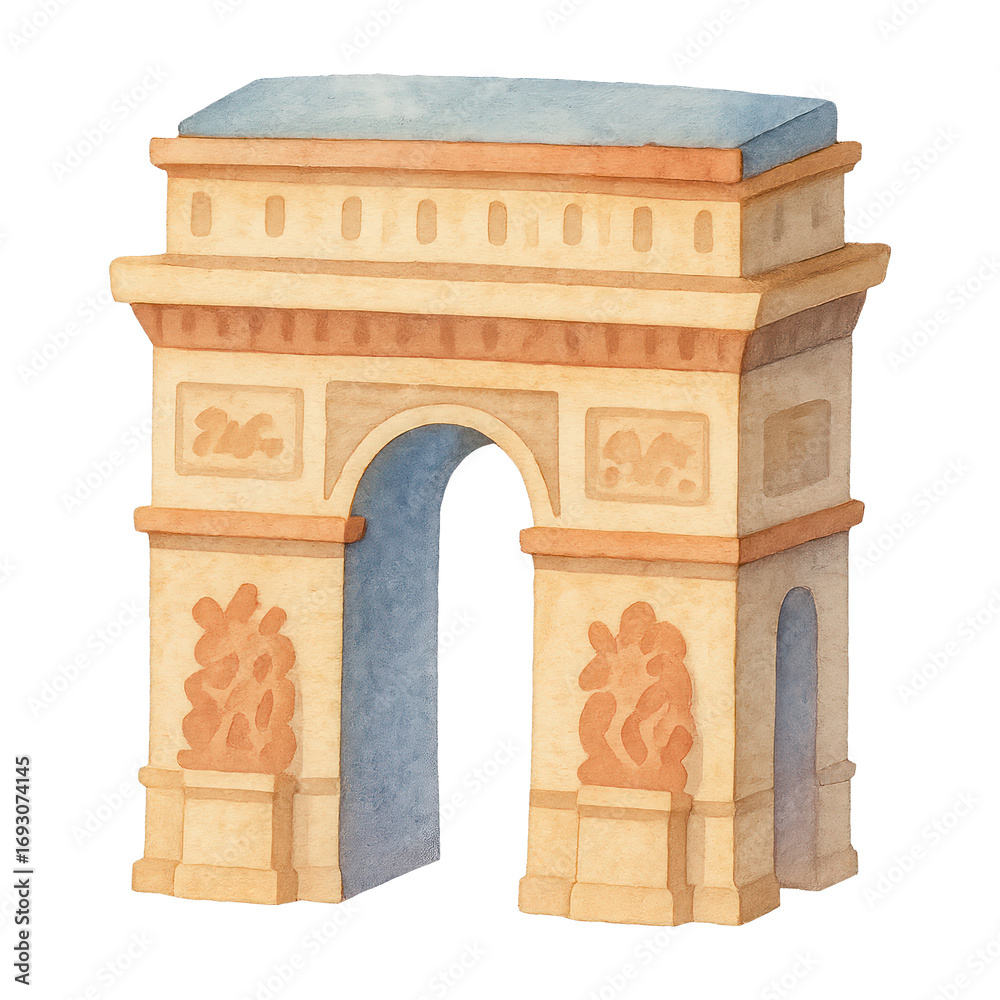 Obraz premium PNG Iconic watercolor monument illustration.