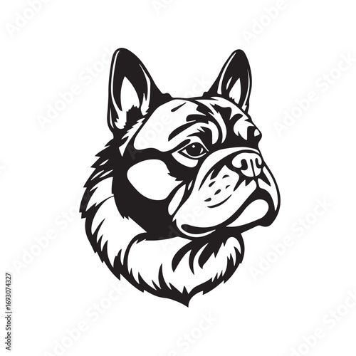 Black dog silhouette on white background. Bold black dog silhouette logo illustration. Dog vector design. 