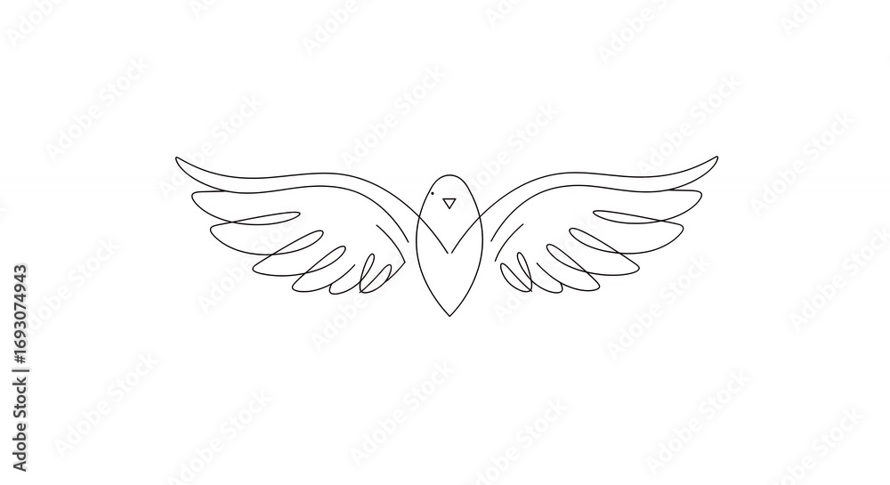 Obraz premium Line art bird with outstretched wings